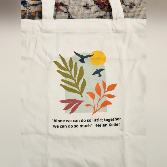 Inspirational White Tote Bag, Everyday Shopping Bag, Travel Bag, On the Go Tote - Picture 2 of 11